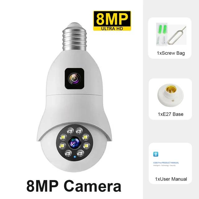 

8-мегапіксельна лампа 4K, Wi-Fi, подвійна лінза, кольорове нічне бачення, автоматичне відстеження, масштабування, внутрішній охоронний монітор E27, бездротова камера спостереження верблюда коричневого кольору