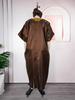 Plus Size Women's Fashion Satin Square Neck Embroidered Loose Long Robe Dress
