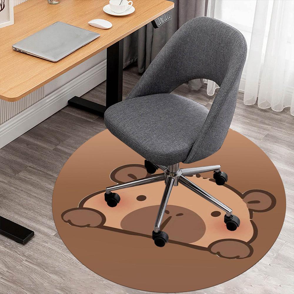 1 Stück Süßes Capybara Tier Kawaii Runder Stuhlmatte Teppich - Rutschfest, Fußmatte für Büro, Schlafzimmer, Heimdeko Weihnachtsgeschenk c0528106