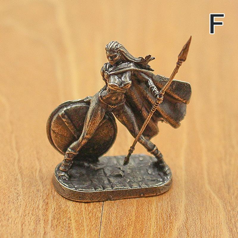 

Ancient White Brass Spartan Rome Knight Figurines Miniatures Vintage Soldiers Model Statue Desktop Ornament Gift