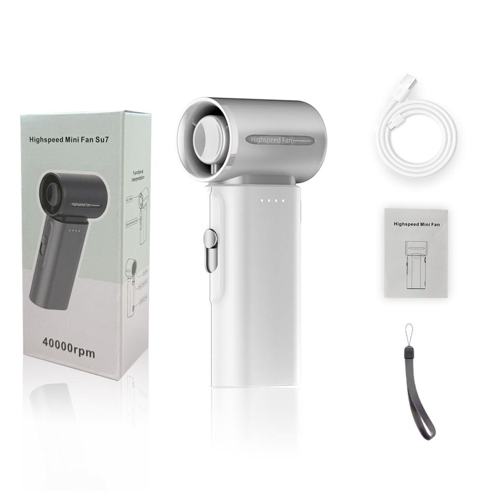 

Handheld turbofan with super strong wind power and infinitely variable speed 4000mAh USB rechargeable multi-purpose pocket fan