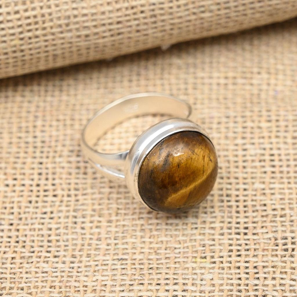 Beautiful Tiger Eye Gemstone Handmade 925 Sterling Silver Ring Jewelry