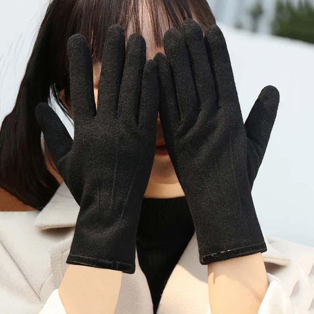 Bow Anti-cold Mittens Soft Elasticity Finger Mittens Soft Thickened Gloves  Autumn