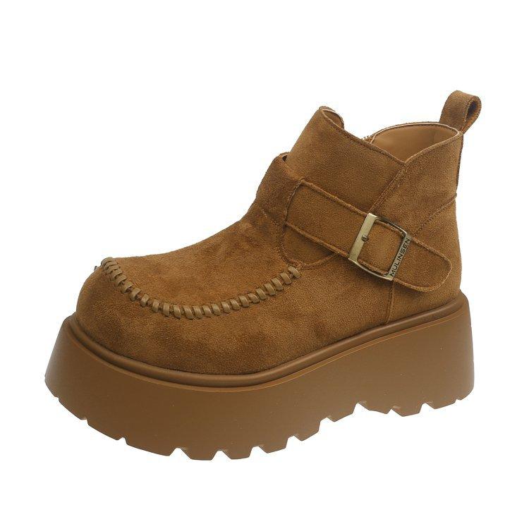 Martin boots muffin platform women's short boots 2025 autumn and winter velvet versatile lazy one pedal and bare boots snow cotton boots