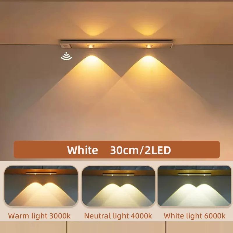 Lumières LED Ultra Fines Sous Meuble Capteur de Mouvement Veilleuse Sans Fil 3 Couleurs Graduables Pour Meuble de Cuisine Chambre Penderie Ligh