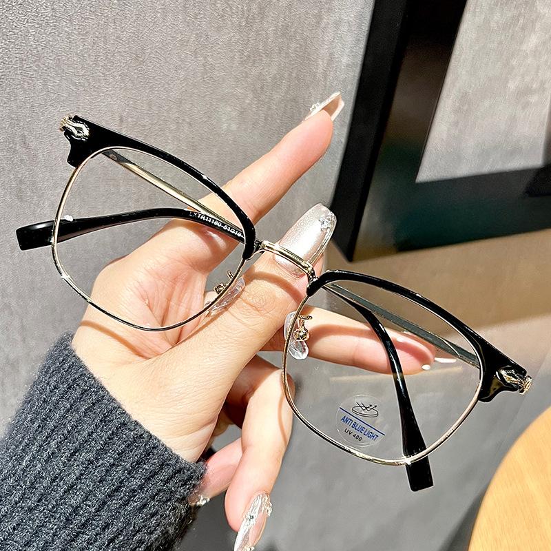 

Ретро художественная оправа для бровей, женские простые синие очки, мужские очки Sven для близорукости, полукадровые очки Tide Blue light prevention