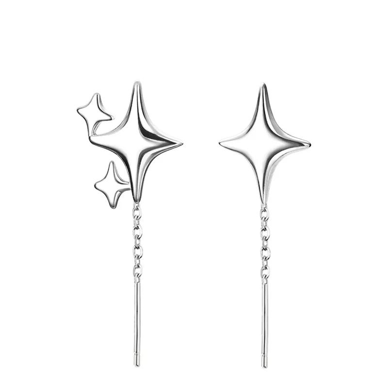 New Korean Star Ear Wire Tassel Thread Chain Climb Star Pendants Drop Earrings Women's Straight Hanging Earings Jewelry