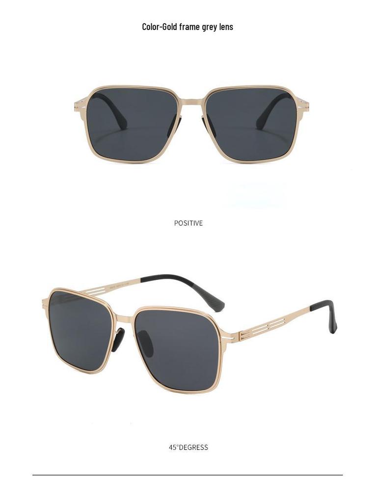Men's Lightweight Polarized Metal Sunglasses - UV Protection, Black Outdoor Design