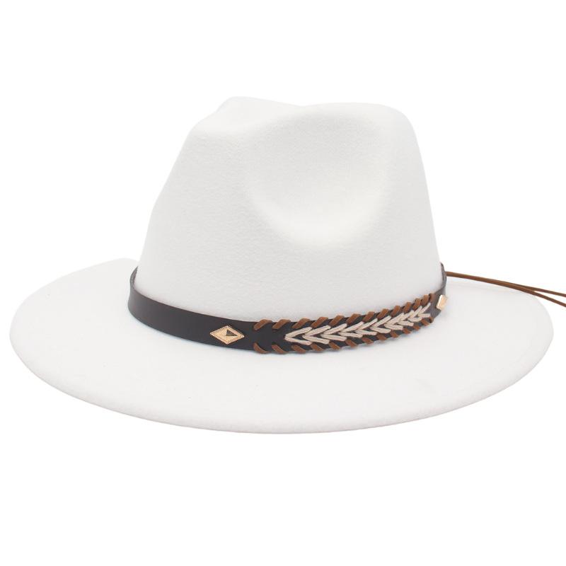 Cross-Border New Woolen Jazz Hat With Felt Hat Large Brim Fashion Top Hat Couple British Gentleman And Lady Hat