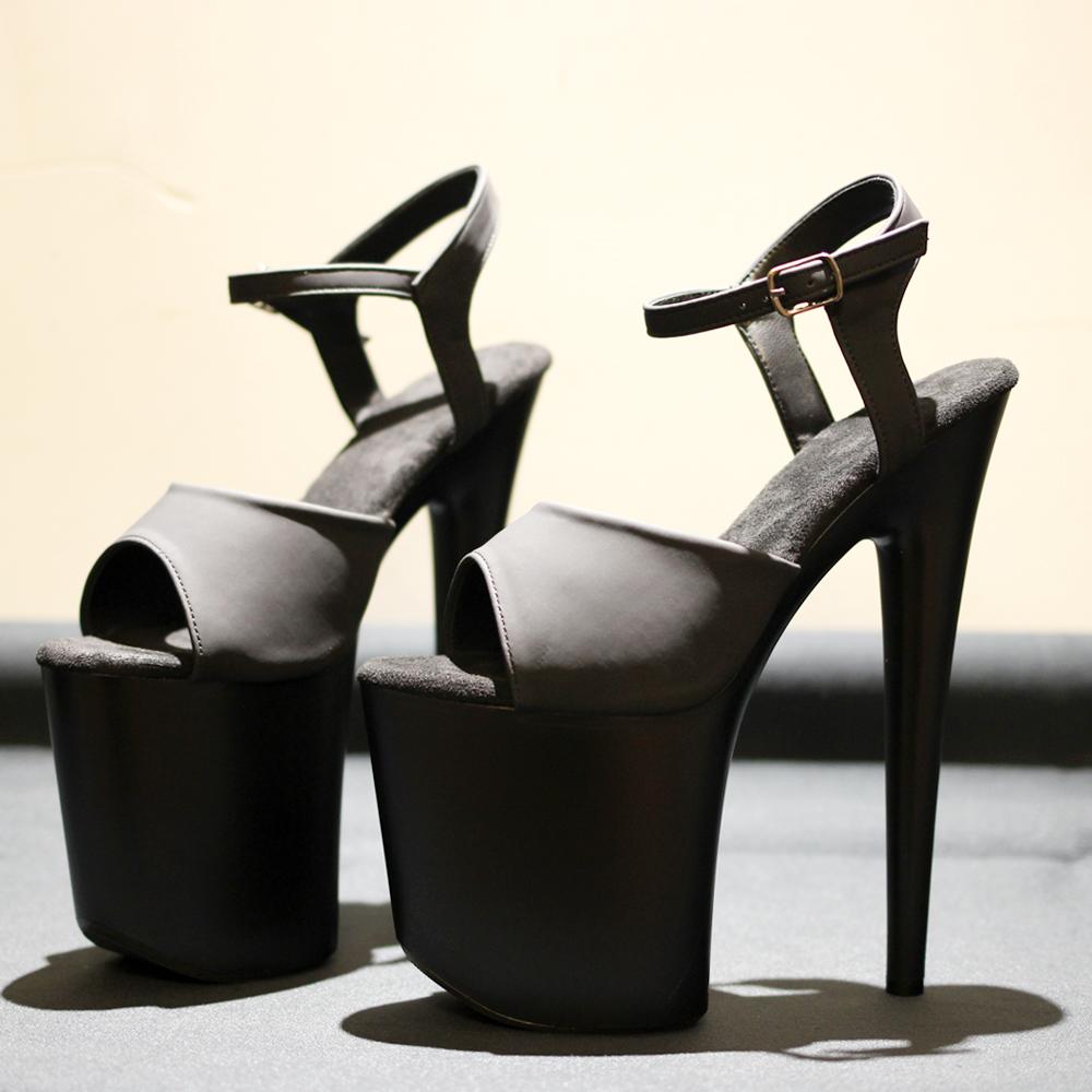 Extreme Black Paint Baking Process High Top Heel Sandals 20CM Heels Pole Dancing Foot Protection Seasonal Wear