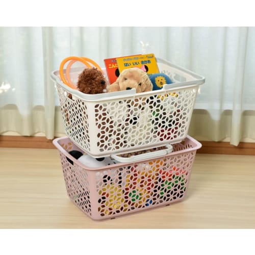 Himaraya Chemical Industry Co., Ltd. Stackable Basket with Handle, Black, Made in Japan