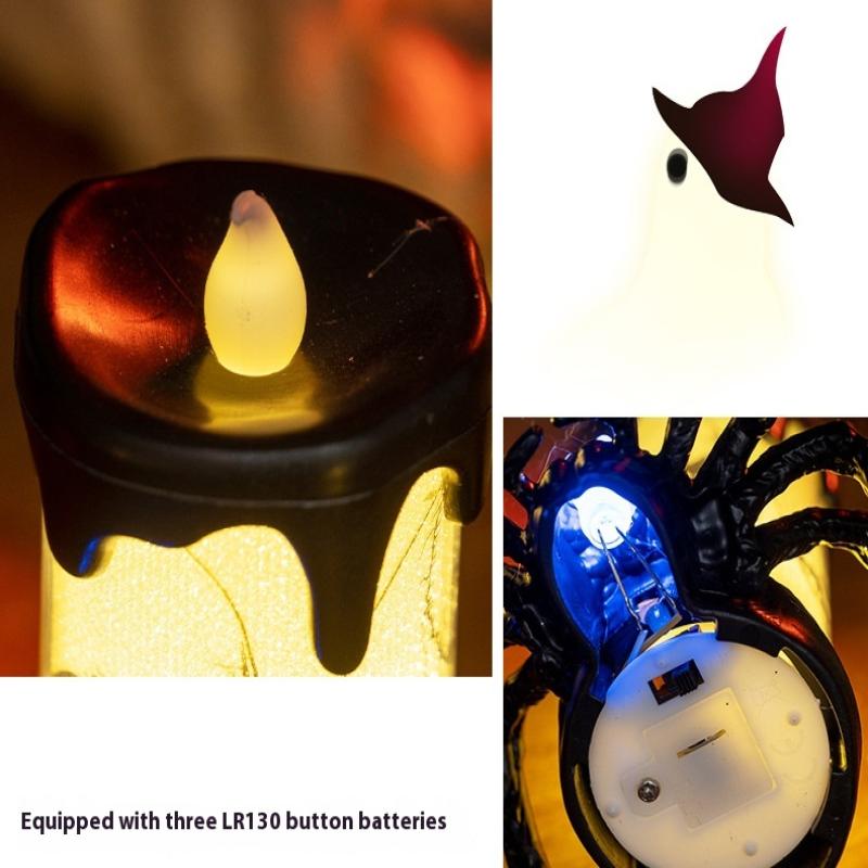 Halloween Decorations Led Candle Light Plastic Spider Lamp For Home Haunted House Bar Halloween Party Decor Horror Props