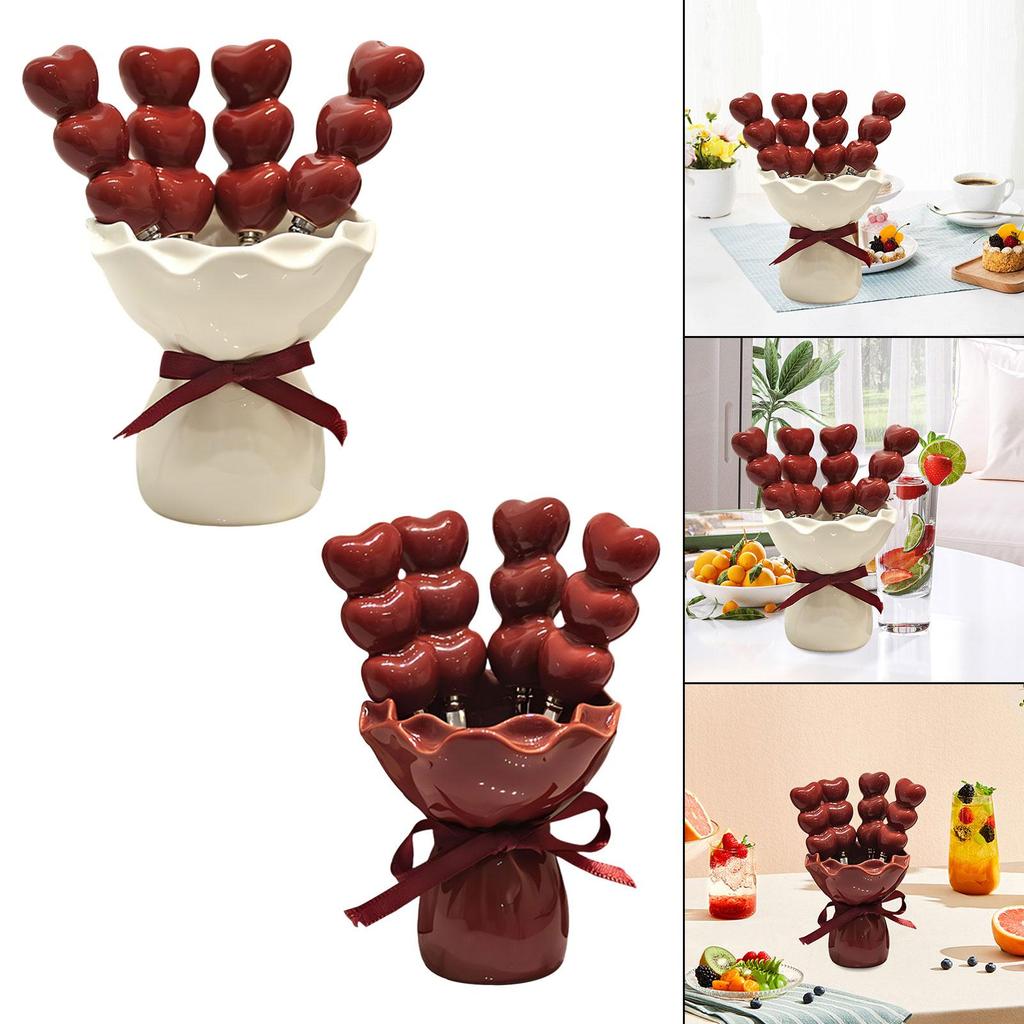 Fruit Fork with Holder,Wedding Party Supplies, Creative,Elegant,Decorative,Food Picks,Cake Dessert Forks,for Dessert Cake Home