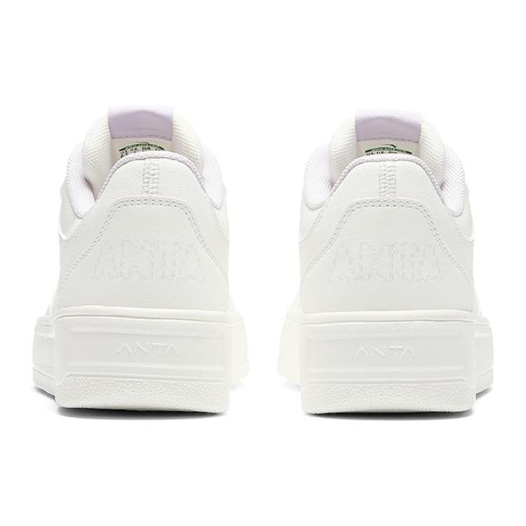 Anta Relaxed Synthetic Leather Abrasion Resistant Height Increasing Low Top Skateboard Shoes Women's White 922418001Q-1