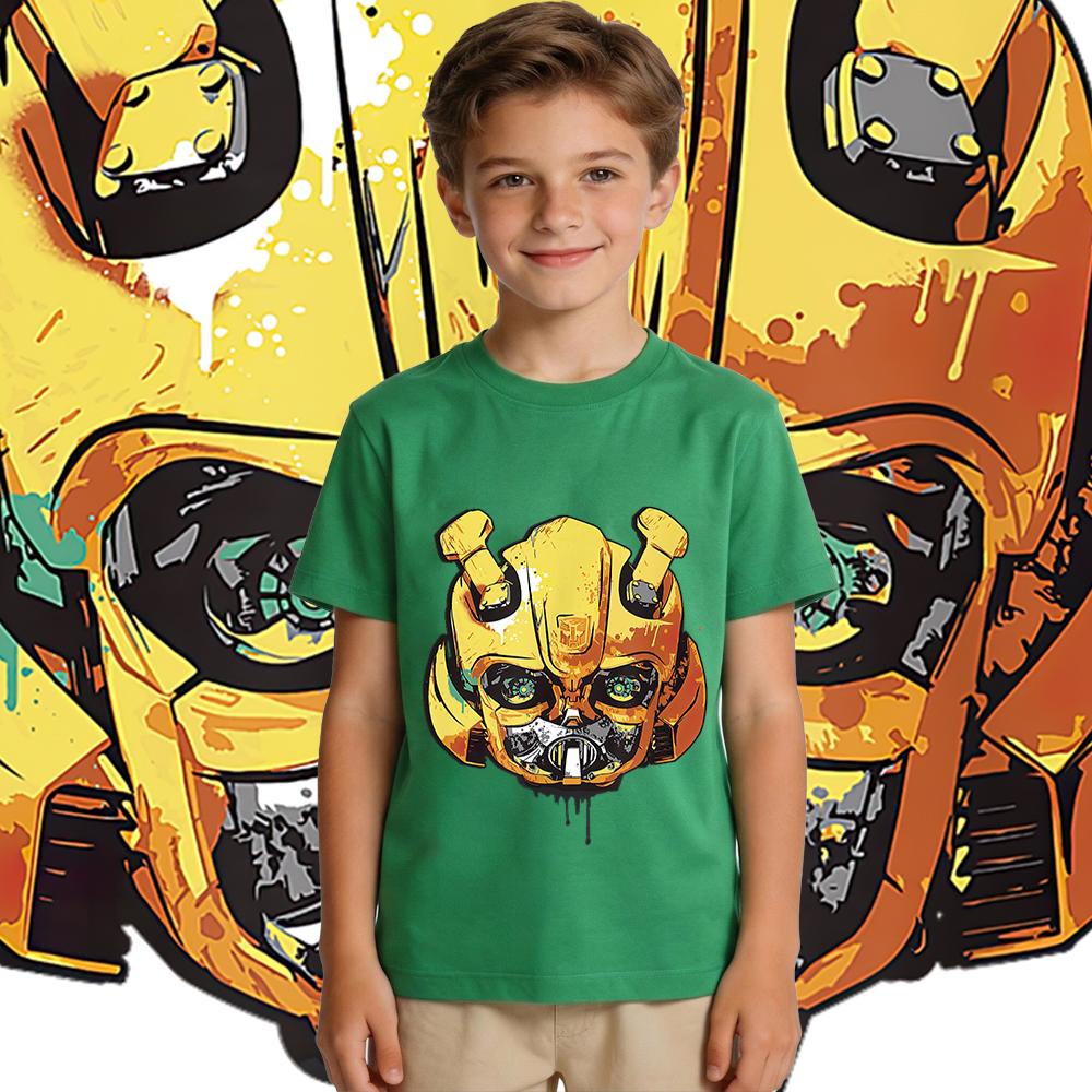 Transformers Bumblebee Trendy Mecha Print  Kids T Shirt Boys Girls Casual Soft Breathable Top