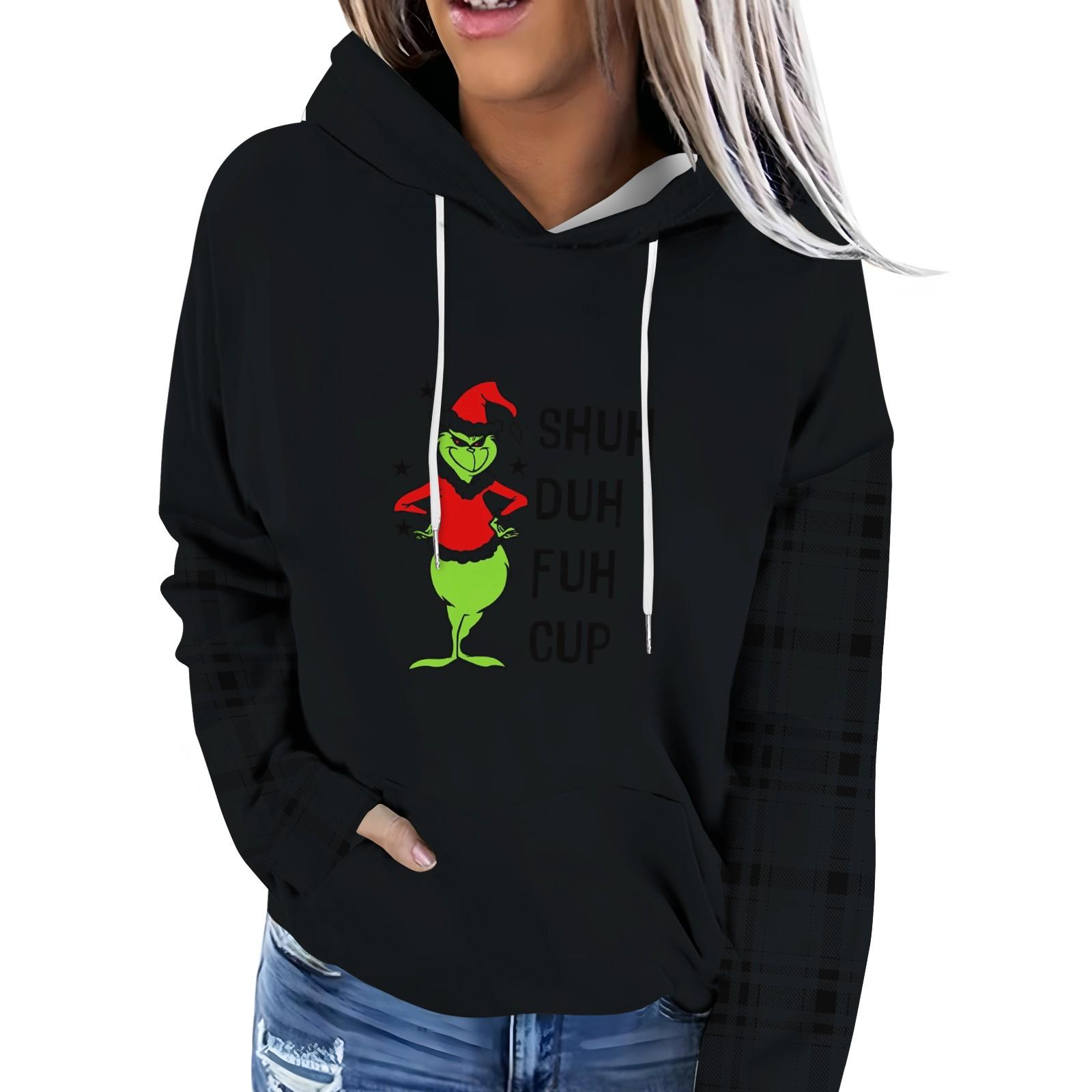 

Женская модная повседневная толстовка с капюшоном и принтом Greentown с длинными рукавами S чёрный