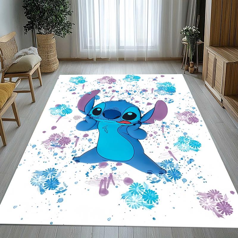 Tappeto Aree Non Scivolo Cartone Animato Lilo Stitch Angelo per Soggiorno, Tappeto Morbido per Camera da Letto, Stanza dei Giochi dei Bambini, Divano, Decorazione Casa Zerbino Regalo