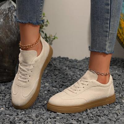 White De Training Shoes Women's Fall Comfortable Casual Leather Panel Shoes Soft Bottom with Skirt Small White Shoes