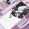 Kawaii Black & White Anime Girl Table Mat Large Mouse Pad Office Keyboard Lock Edge Desk Mat Gamer Accessories Non-slip Mousepad