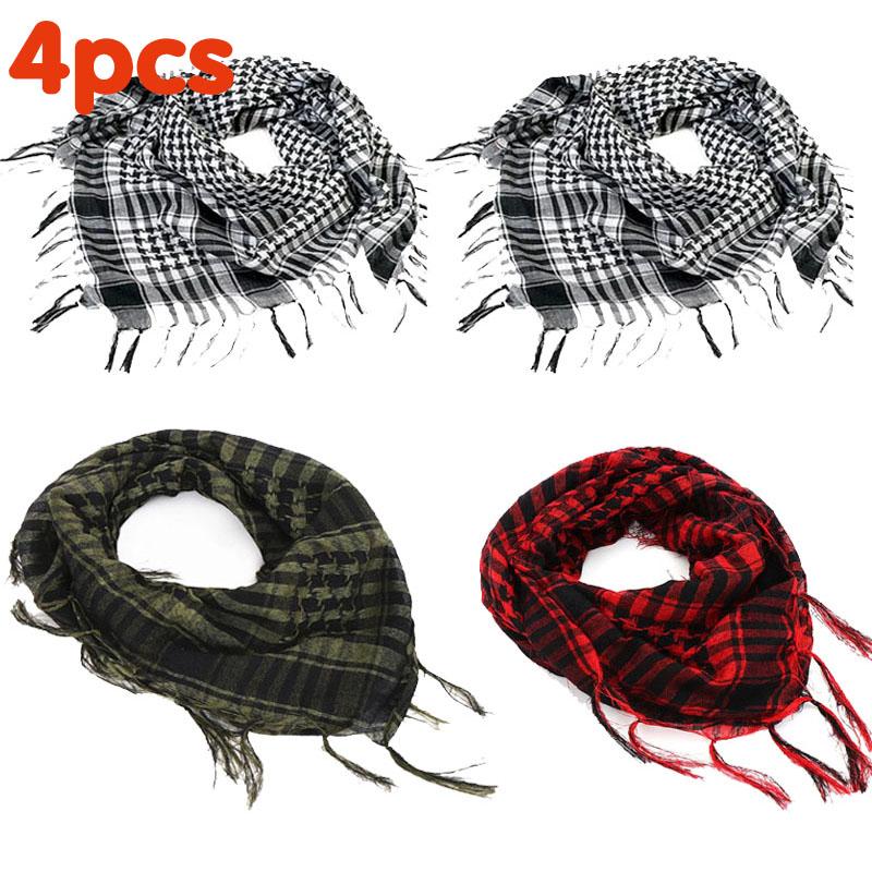 134Pcs Unisex Lightweight Plaid Fringed Arabian Desert Scarf Soft Tactical Scarf Men Ladies Turban Shawl Airsoft Pain