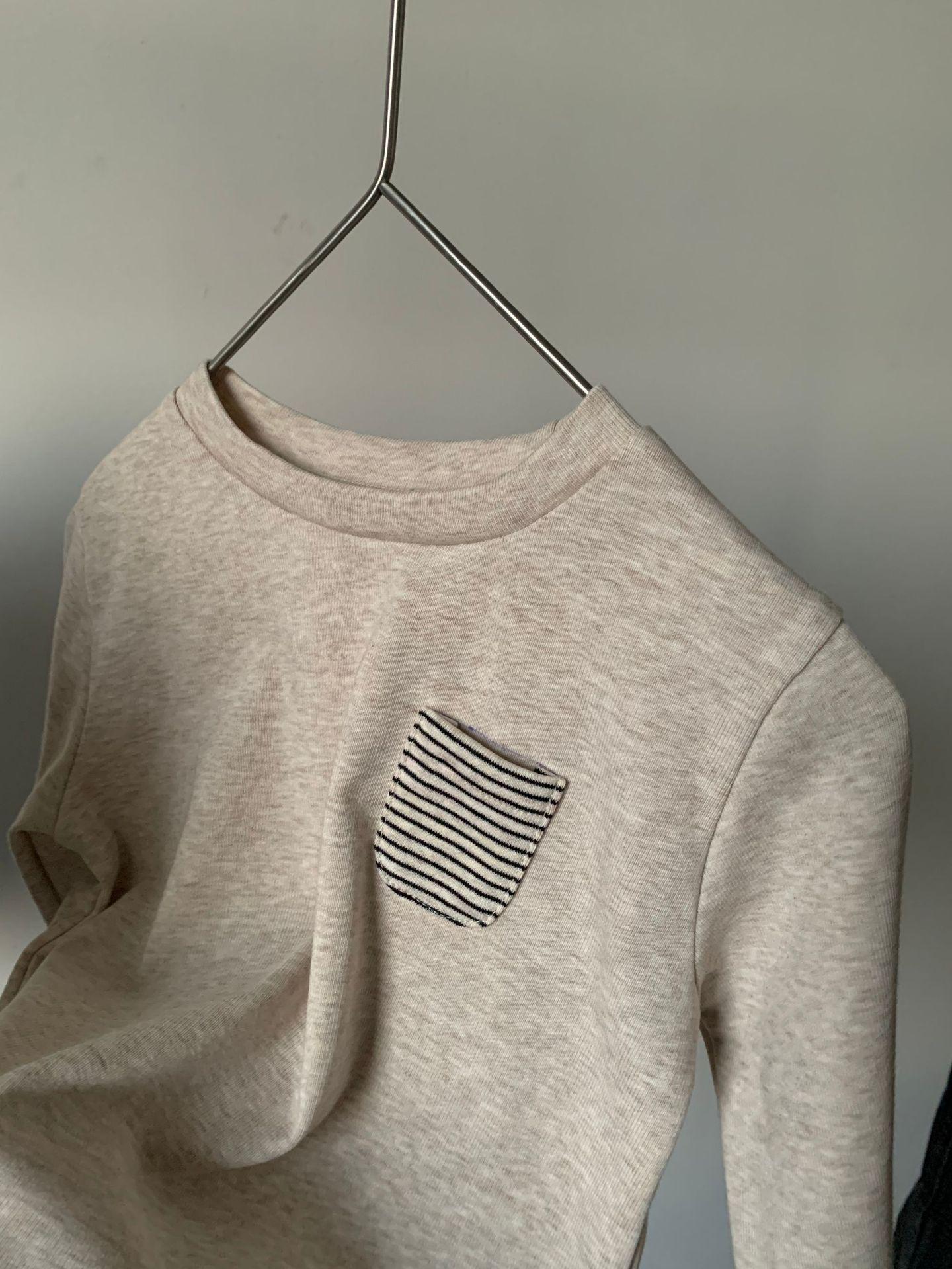 

Футболка GL-Kids в корейском стиле с длинными рукавами и полосатым карманом для мальчиков и девочек: Свободный, повседневный весенний топ 140cm