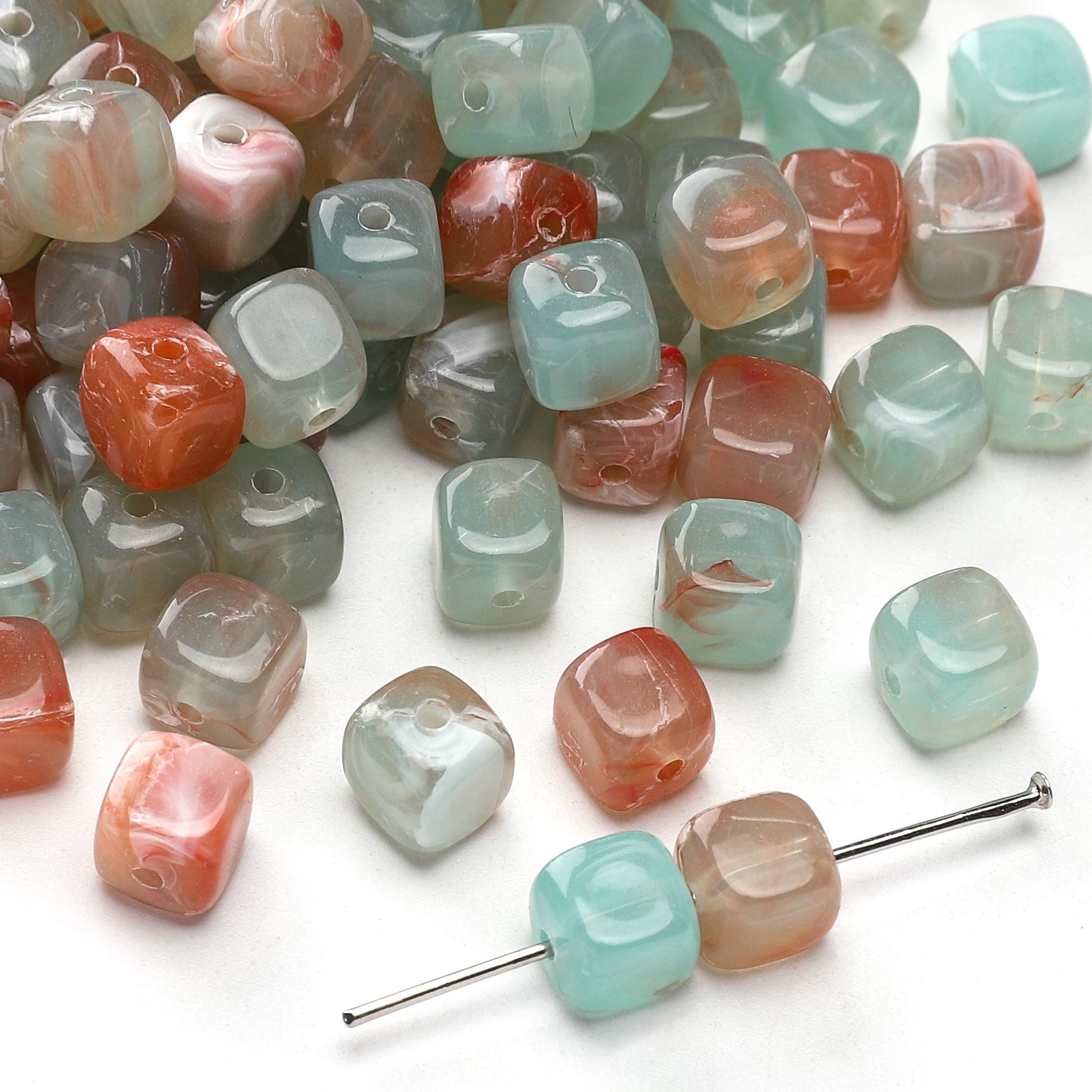 

40 шт. Акриловые квадратные бусины Шармы Браслет Ожерелье Для DIY Изготовления Ювелирных Изделий Аксессуары синий/зелёный