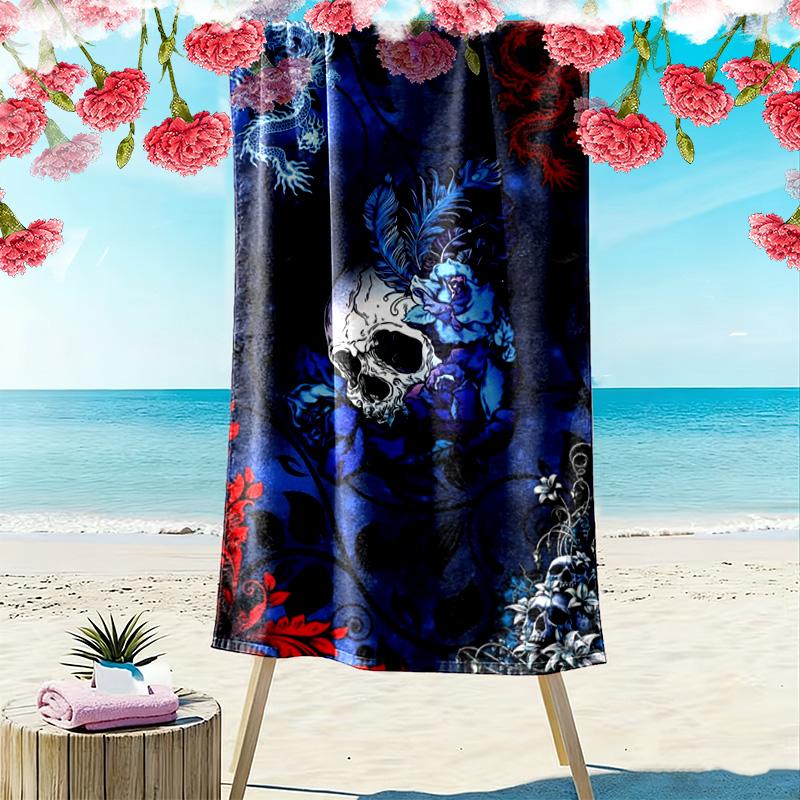 Gothic Skull Print Beach Towel, Large Soft Quick Dry Towel for Beach Camping Swimming