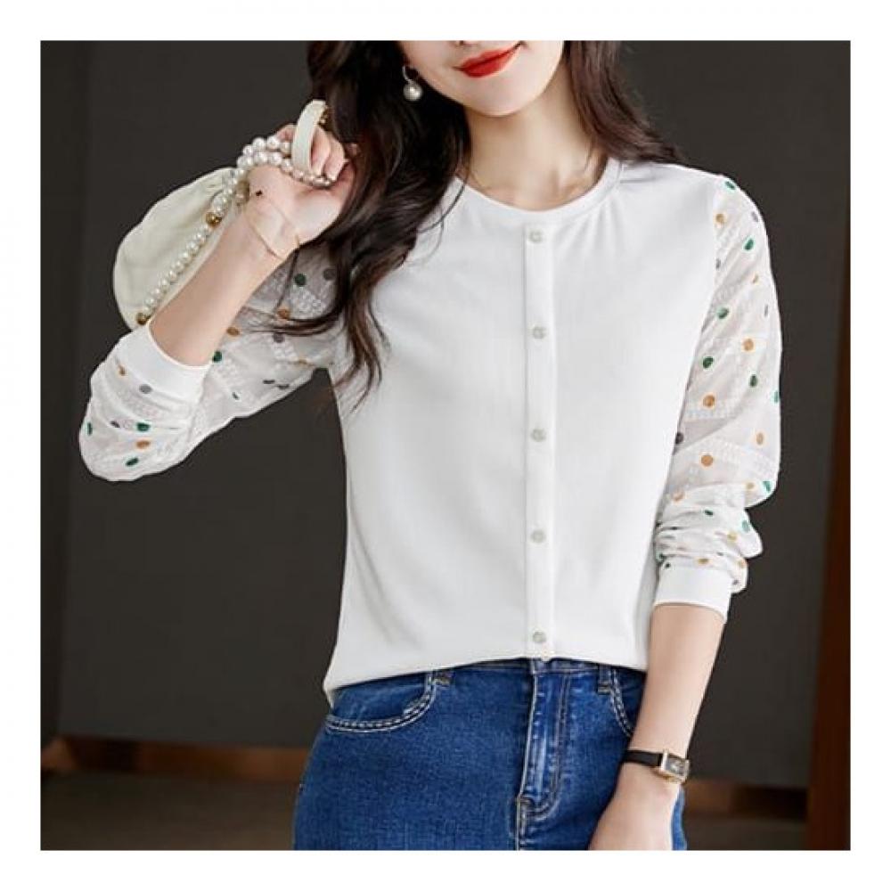 Navava Trendy DoT PoinT Round Neck Long Sleeve T shirT nT1379