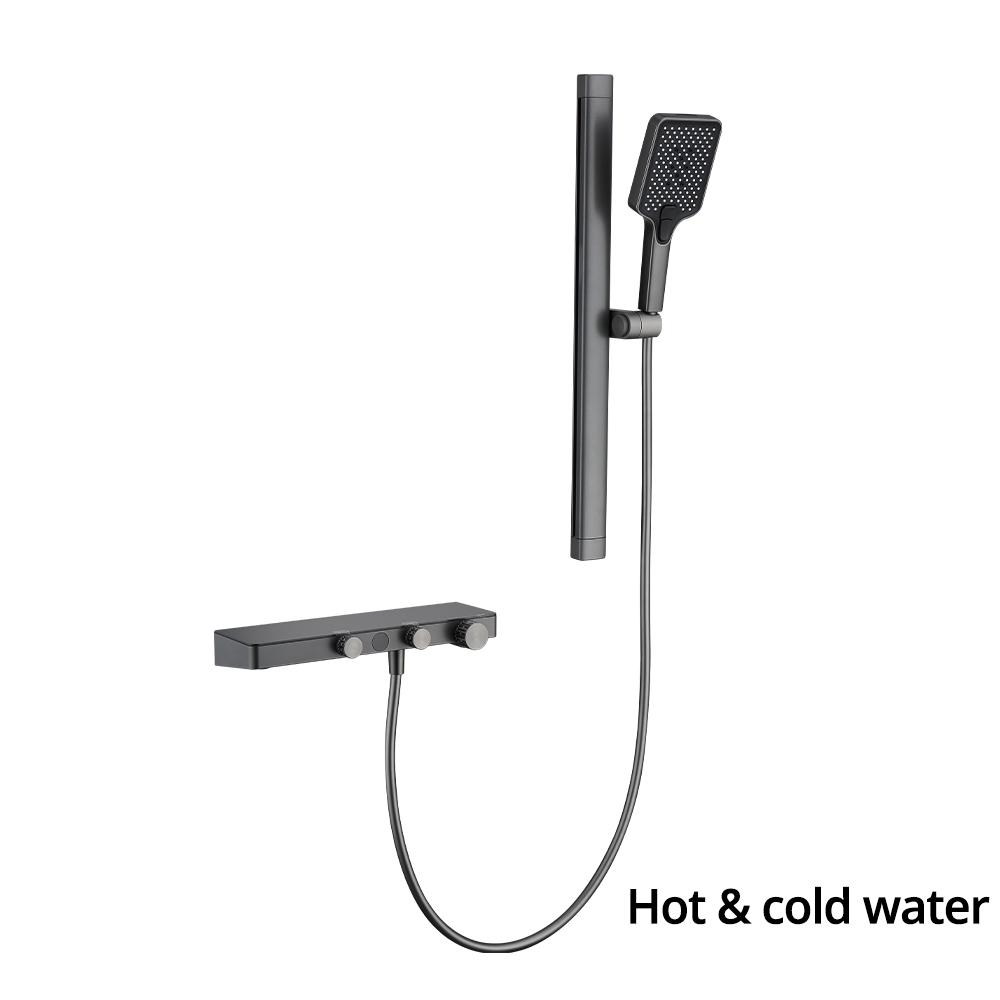 

Термостатический смеситель для душа с подъемным рычагом, латунной полкой, 2-х функциональный излив и ручной душ, смеситель для ванной комнаты с горячей и холодной водой, 2 модели смесителя для ванной комнаты