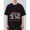 Men's Black T-Shirt with John 316 Bible Verse and Crown of Thorns Design for Religious Faith and Casual Wear