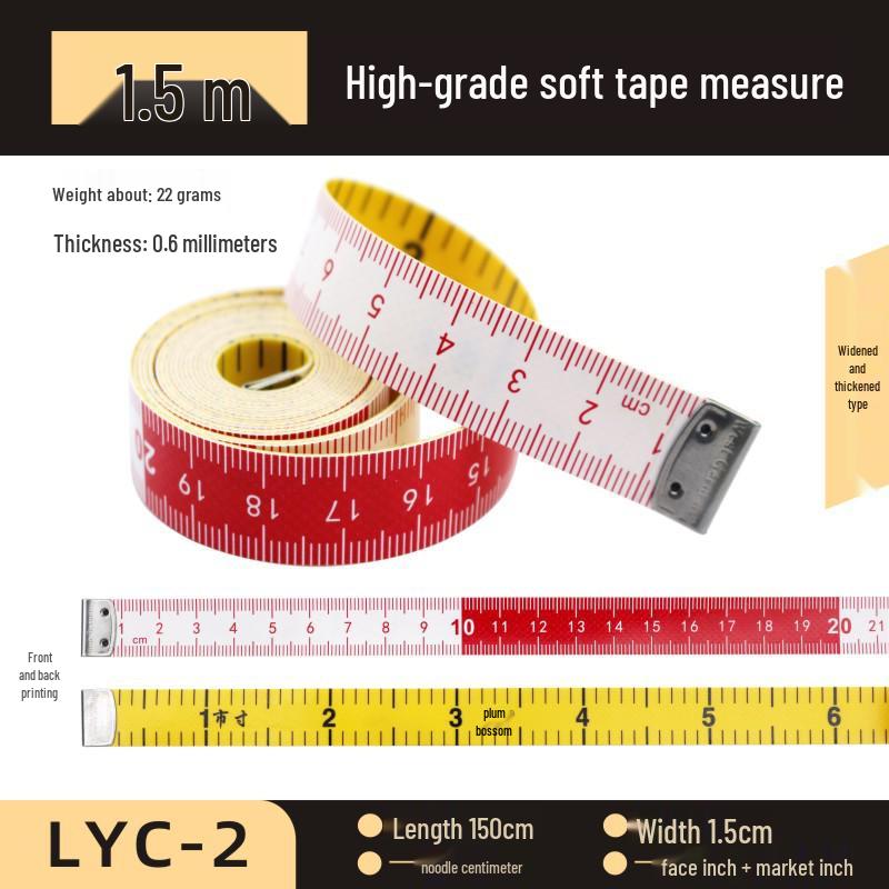 PVC Fiberglass Soft Tape Measure - 1.5m, 2m, 3m Tailor's Measuring Tape