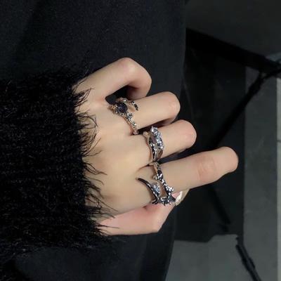 Three-Piece Ring, Female Tide Niche Design, Exquisite Gemstone, High-End Sense, Personalized Opening, Adjustable Index Finger Ring