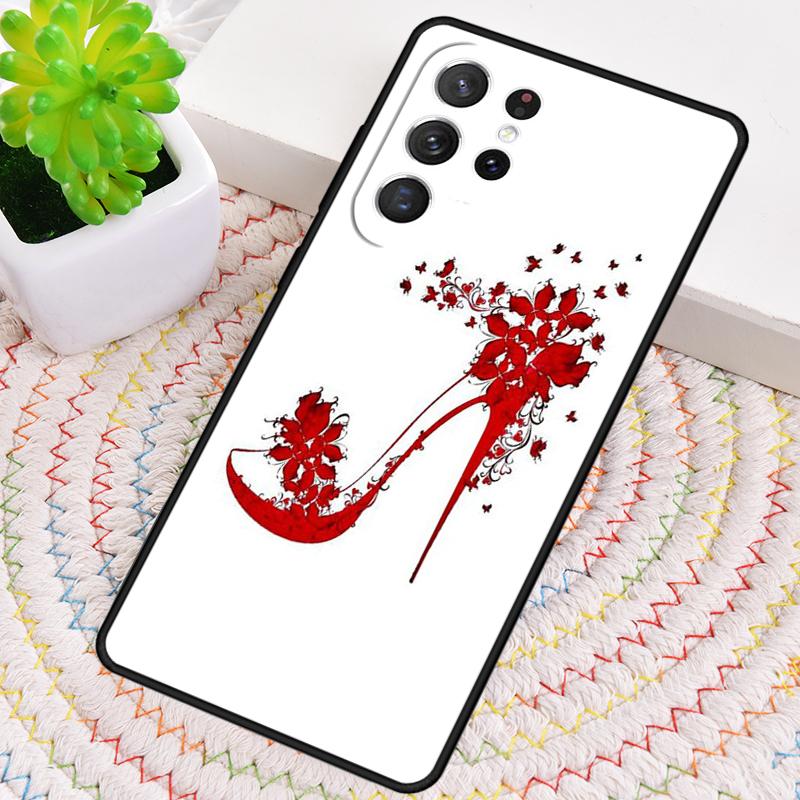 red high heel shoes Cute Phone Case For Samsung Galaxy note 10 pro S26 S25 S24 S23 S22 Ultra Plus S21 FE S20 Shockproof Cover