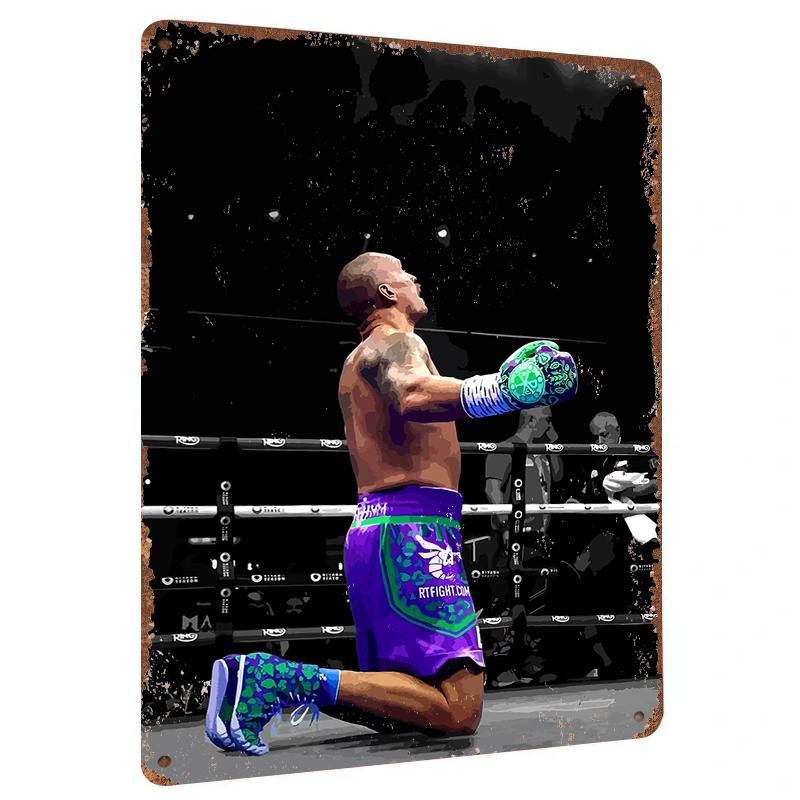

Boxing Champion Victory Moment Metal Wall Art Decorative Iron Painting for Home Gym Decor 20x30cm（7.8x11.8inch）