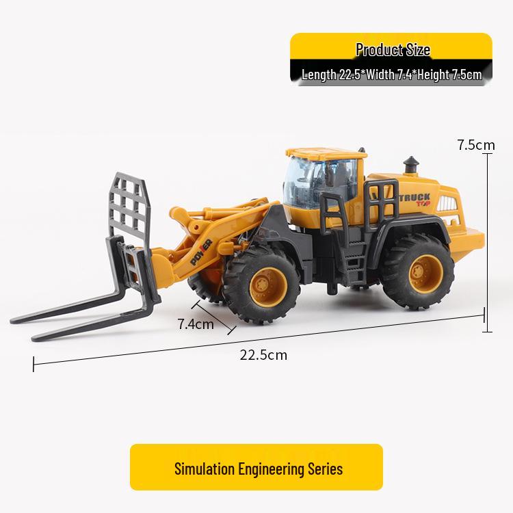 Kids' Inertial Engineering Vehicle Set: Excavator, Bulldozer, Forklift, Loader, Crane Toy Models
