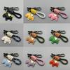 Creative Handmade Cartoon Leather Keychain Pendant with Woven Rope