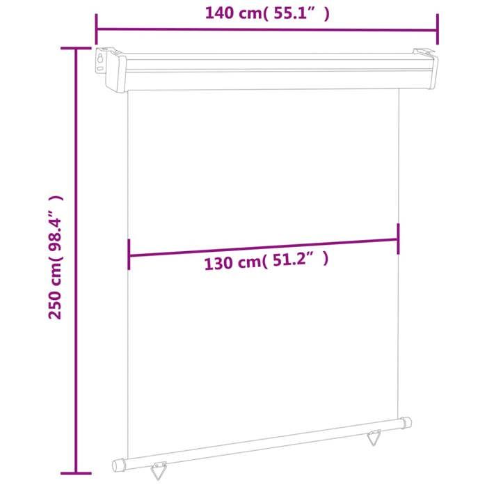 VidaXL Auvent latéral de balcon 140x250 cm Noir