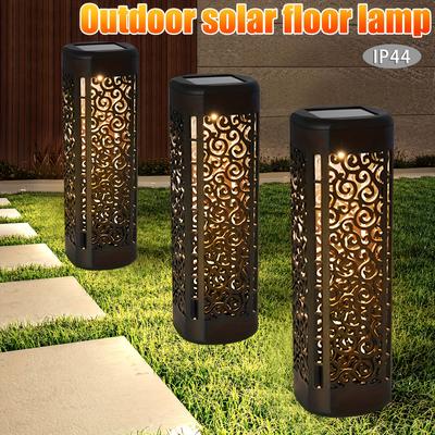 1pc Solar Retro Hollow Garden Floor Lamp, Outdoor Path Light, Automatic LED Halloween Christmas Decoration Landscape Light