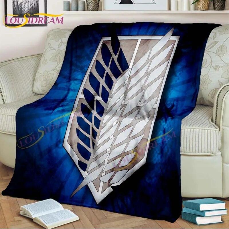 Classic Anime Blanket Attack On Titan Blanket Eren Jaeger Blanket for Bedroom Sofa Livingroom Cartoon Blanket Children's Blanket