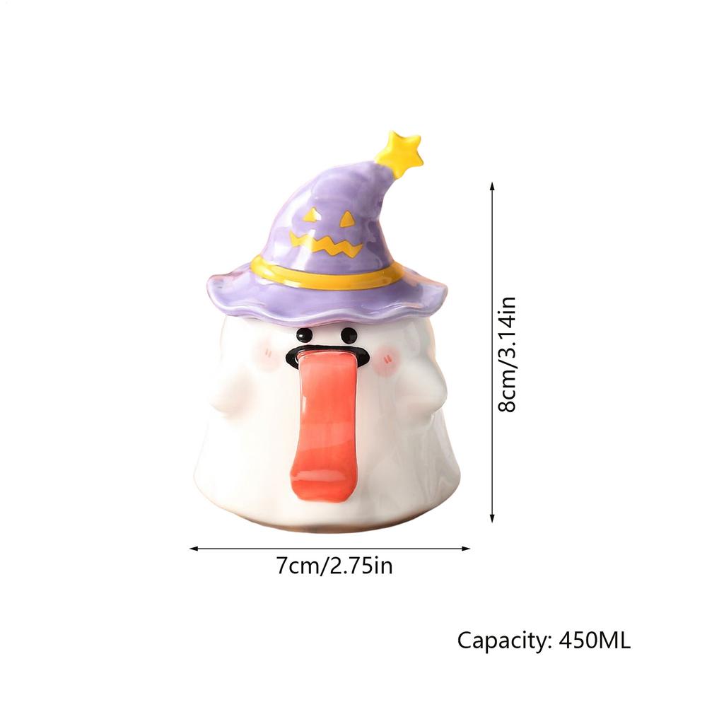 Cute Ghost Water Cup 450ML Creative Ghost Ceramic Mug Afternoon Tea Coffee Cup Milk Mug Household Drinking Halloween Gift 450ML