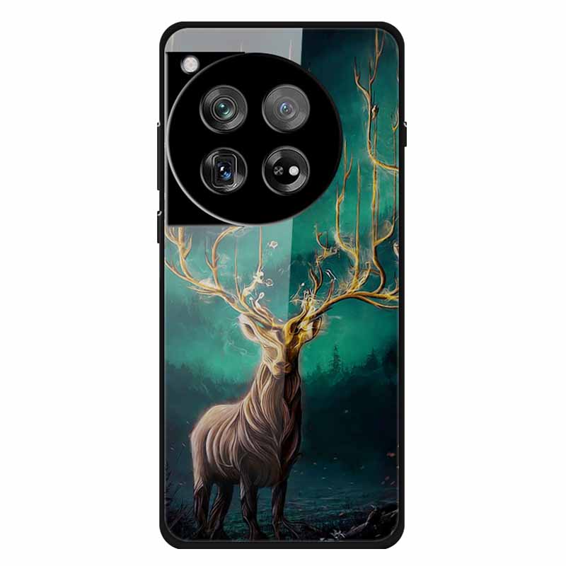 For Oneplus 12 12R Case Tempered Glass Luxury Hard Back Cover for Oneplus 12 12RCases Space Soft Bumpers for One Plus 12 5G Wolf