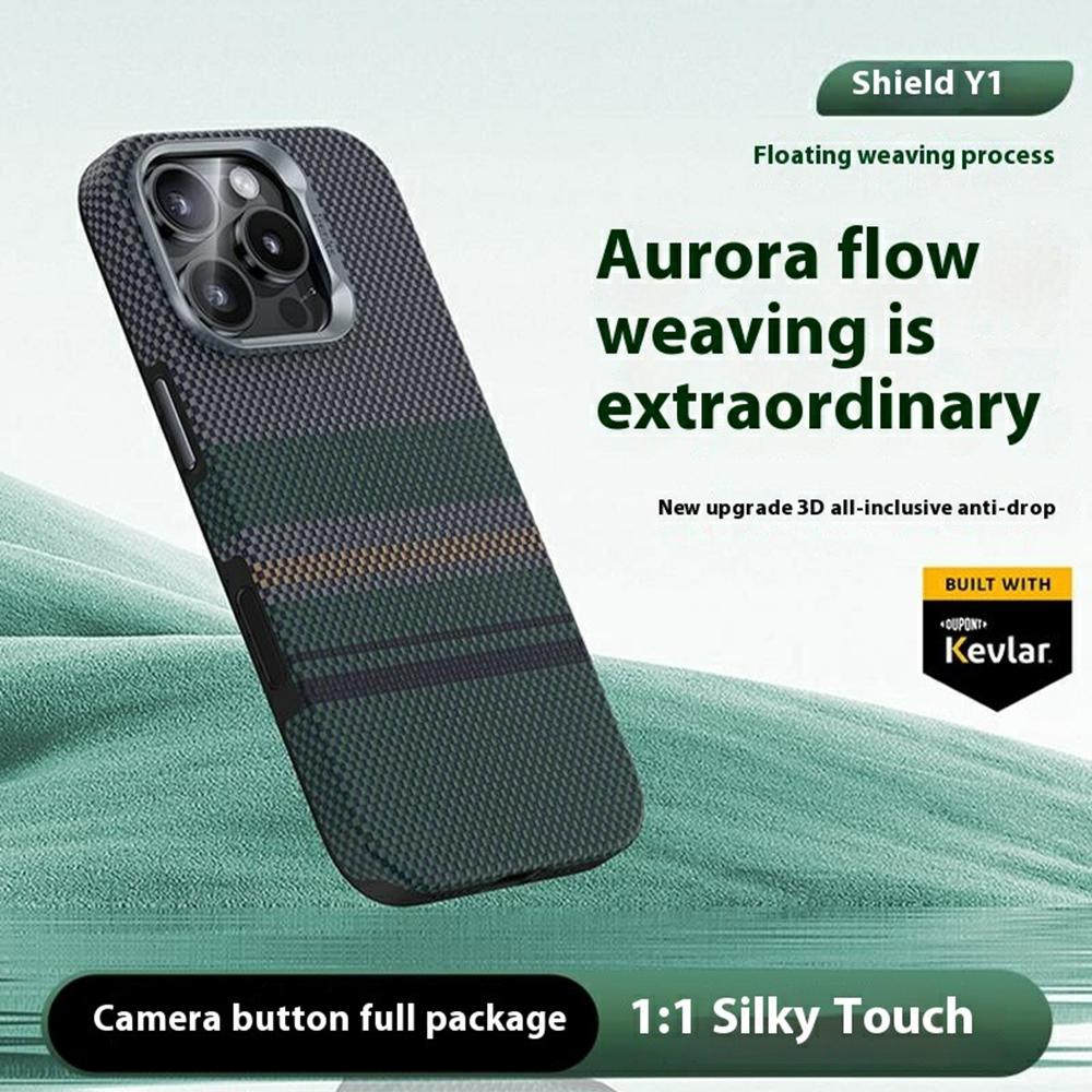 BENKS For iPhone 15 Pro Max Magnetic Case Kevlar Fiber Phone Back Cover Floating Weave Design
