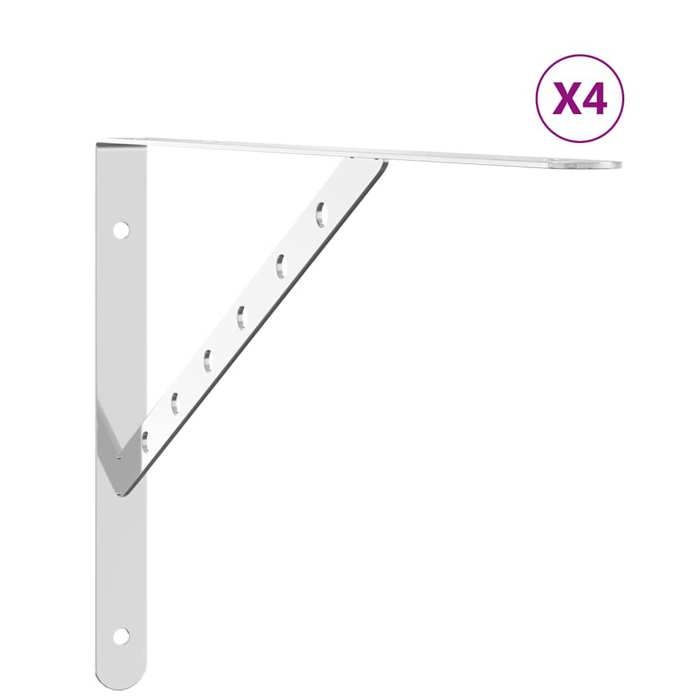 VidaXL Shelf Brackets 4 Pcs 40x2.5x25 Cm Silver Stainless Steel, Wall Support, Wall Shelf Support,, Support 30300