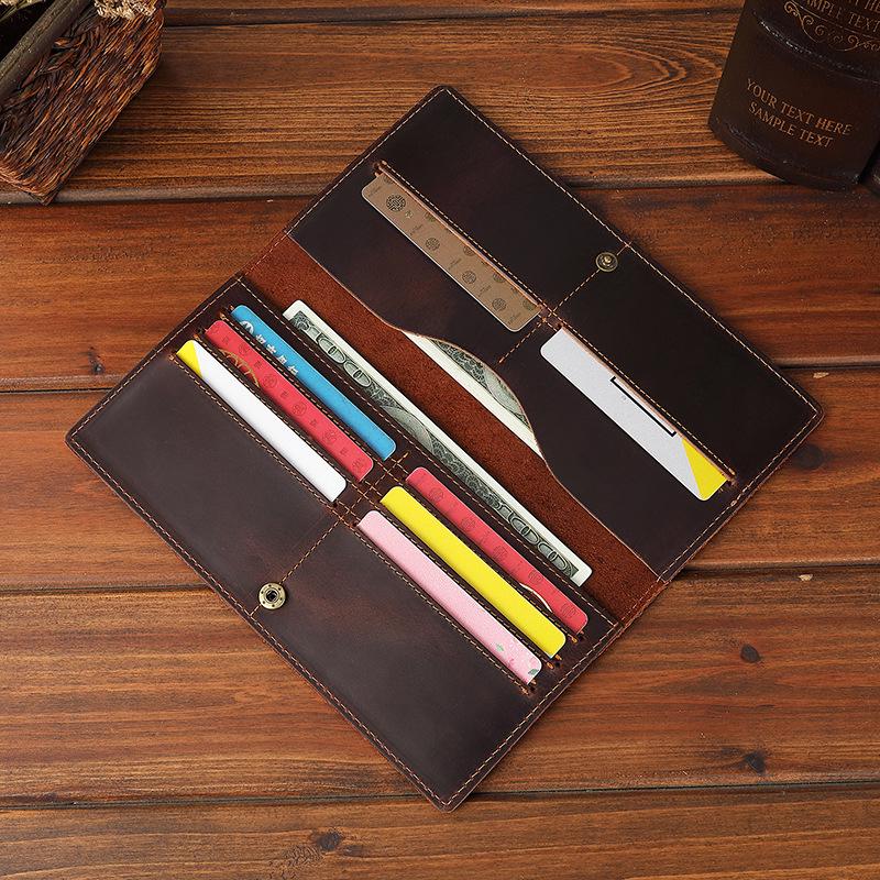 

Мужской ретро кошелек-клатч из кожи Crazy Horse 10.5CM Width x 20.5CM Height x 1.6CM Thickness