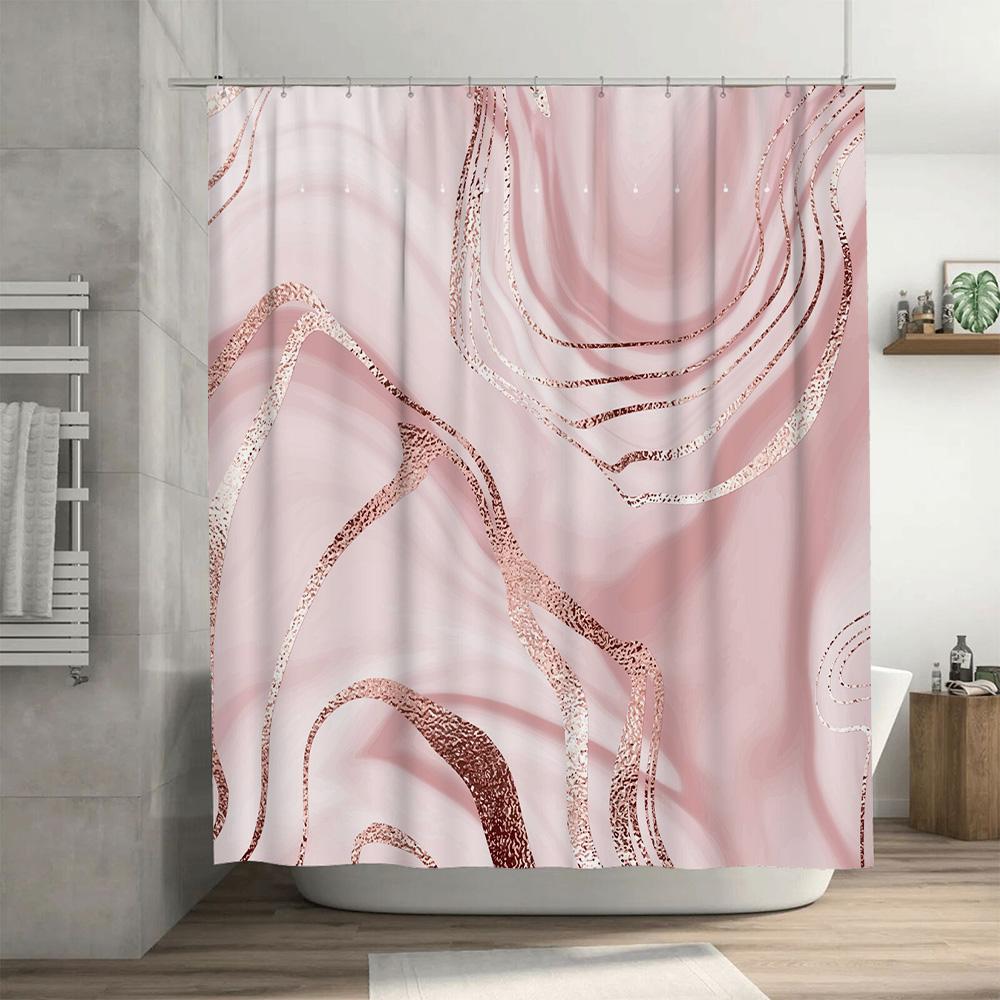 Pink Rose Gold Shower Curtain with Luxurious Modern Design for Bathroom Decor Waterproof Fabric, Easy Install, Various Sizes Ava