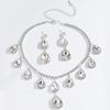 3PC Women's Fashionable Water Drop Necklace Earrings Zircon Set with High Luxury, Suitable for Wedding, Party, Festival Gifts