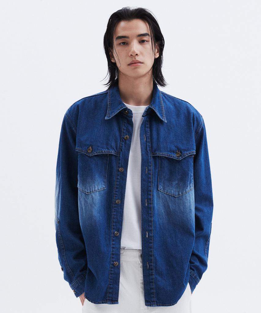 Le Mad Western Washed Denim Shirt - Indigo