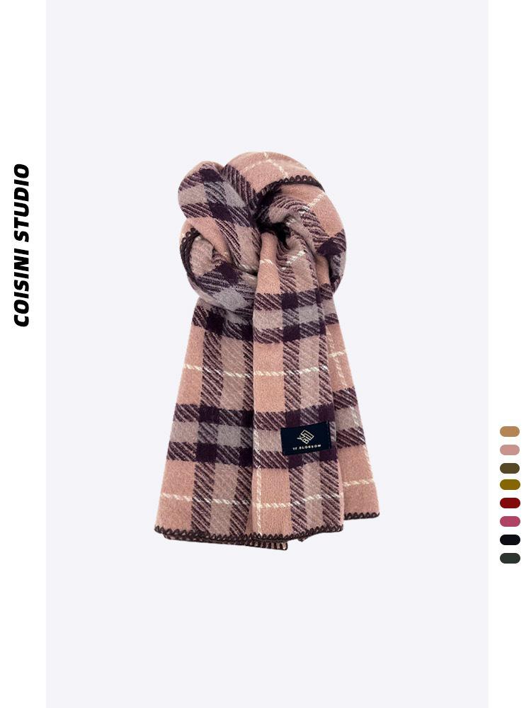 

2025 Women s Christmas Red Plaid Cashmere-Like Scarf & Men s Winter Snood Shawl 200cm