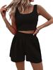 2025 Summer Women's Knitted Sleeveless Casual Solid Color Set