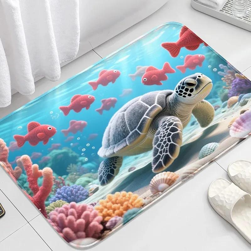 

Cartoon Turtle Pattern New Entrance Floor Mat Bathroom Absorbent Foot Door Mat Anti Slip Door Mat Decoration 40x60cm